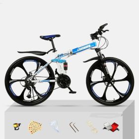 Dual Shock Absorbing Off-road Variable Speed Racing Male And Female Student Bikes (Option: White blue-2 Style-21speed)