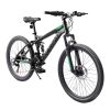 A2460 Ecarpat Mountain Bike 24 Inch Wheels, 21-Speed Full Suspension Mens Womens Trail Commuter City Mountain Bike, Carbon Steel Frame Disc Brakes Gri