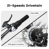 A2460 Ecarpat Mountain Bike 24 Inch Wheels, 21-Speed Full Suspension Mens Womens Trail Commuter City Mountain Bike, Carbon Steel Frame Disc Brakes Gri